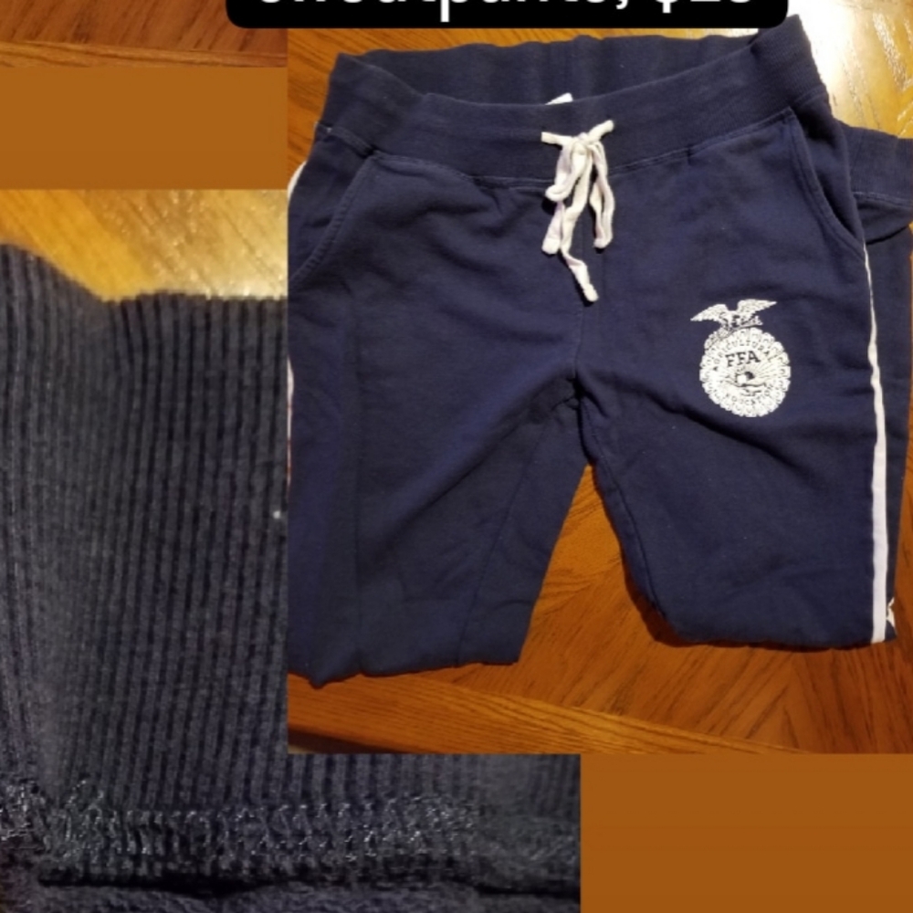 Large blue and white ffa sweatpants